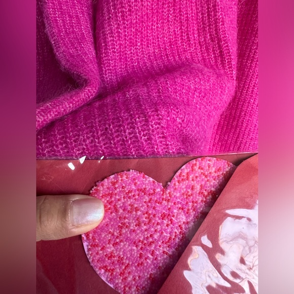 GANNI oversized hot pink v-neck tunic sweater size small - Picture 9 of 15